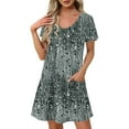 thumbnail image 1 of Dress for Women Plus Size Short-sleeved V-neck Summer Print Casual Dress, 1 of 5