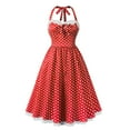 thumbnail image 1 of Dress for Women Polka Dot Print Halter Sleeveless Dress Flowy Boho Beach Outfit Red L, 1 of 5