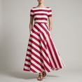 thumbnail image 1 of Dress for Women Solid Color Block Striped Short Sleeve Long Dress with Pockets Soft Breathable Slim Casual Outfit for Daily Party All Day Wear, 1 of 5