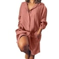 thumbnail image 1 of Dress for Women Summer Plus Size Lapel Long Sleeve Button Down Shirt Dress Casual Loose Maxi Dresses, 1 of 4