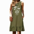 thumbnail image 1 of Dress for Women Summer Sun Moon Print Sleeveless Dress Pocket Pleated Boho Chic Army Green XXXL, 1 of 6