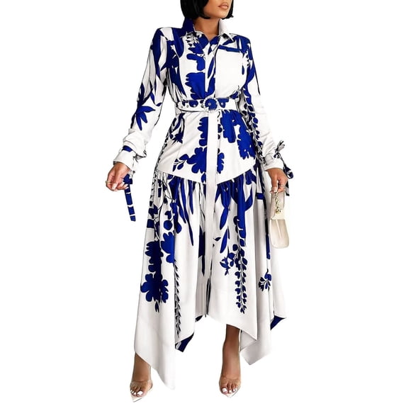 Dress for Women, Women's Fashion Casual Plaid Print Single-Breasted Loose Shirt