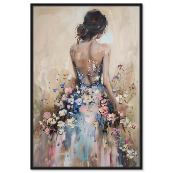 Dress in Spring Bloom Canvas Inspiring Women Protraits by Art Remedy, Black Frame, 30" x 45"