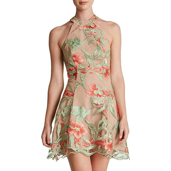 Dress the Population 'Abbie' Floral Embroidered Skater Dress XL