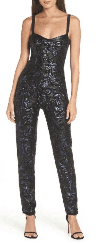 Dress the Population top Women's Chloe Sequin Jumpsuit, Size Small.nArmpit to armpit