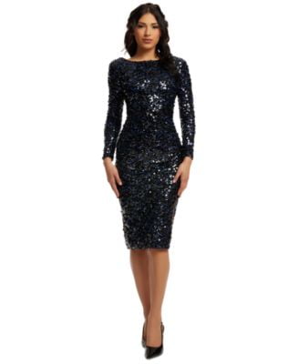 Dress the Population Womens Emery Sequined Dress Navy Multi XS - Walmart.com