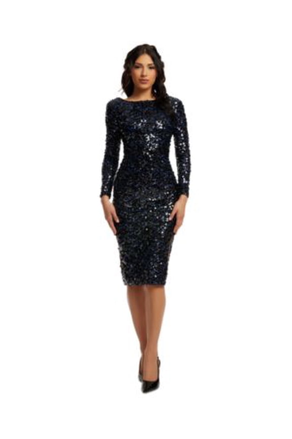 Dress the Population Womens Emery Sequined Dress Navy Multi XS