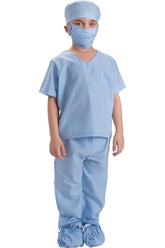 Dress-Up-America Doctor Scrubs For Kids - Blue Doctor And Nurse Costume For Children, Toddler 4