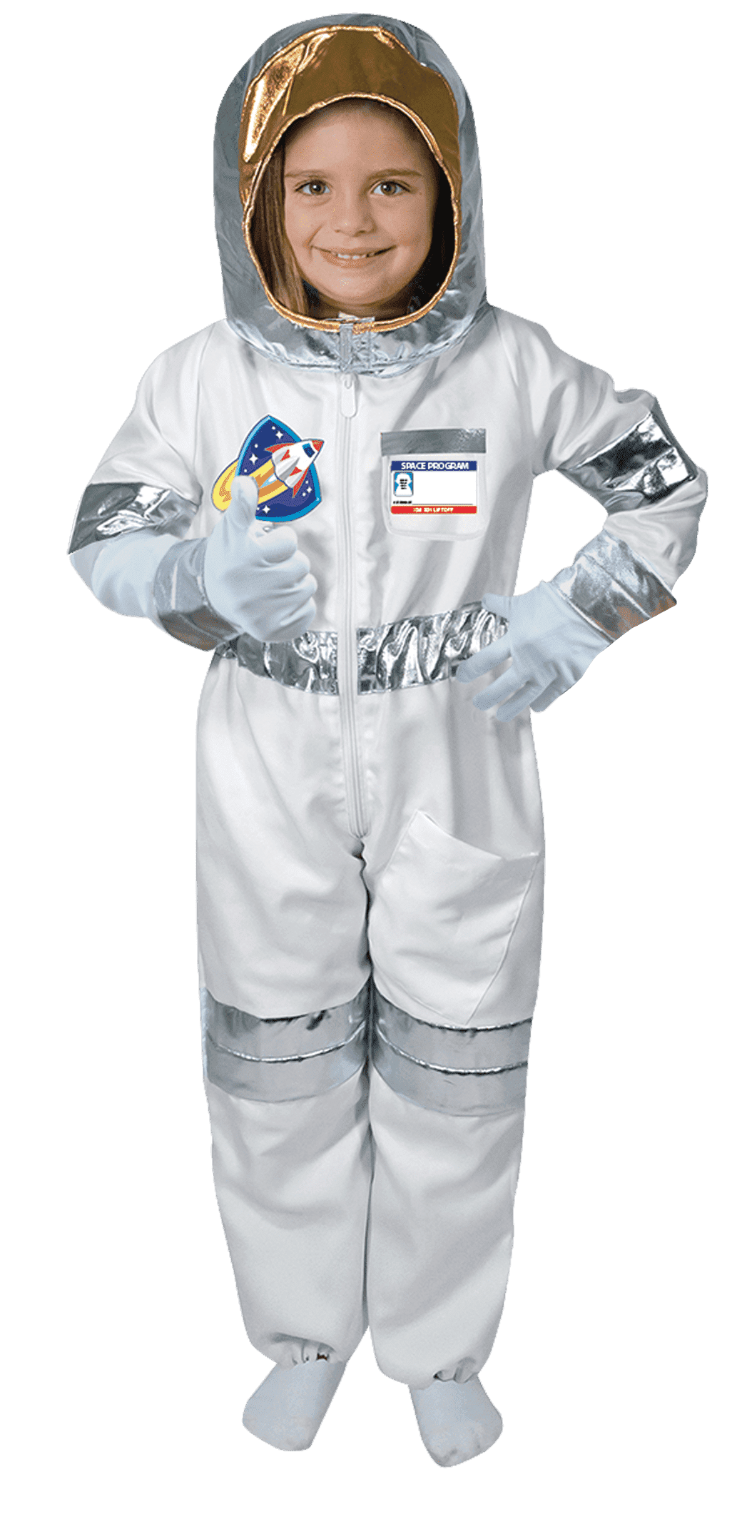 Small World Toys Astronaut Dress Up Costume for Kids, Space Explorer Role Play Outfit with Hood and Gloves, Pretend Play Costume, Ages 3+.