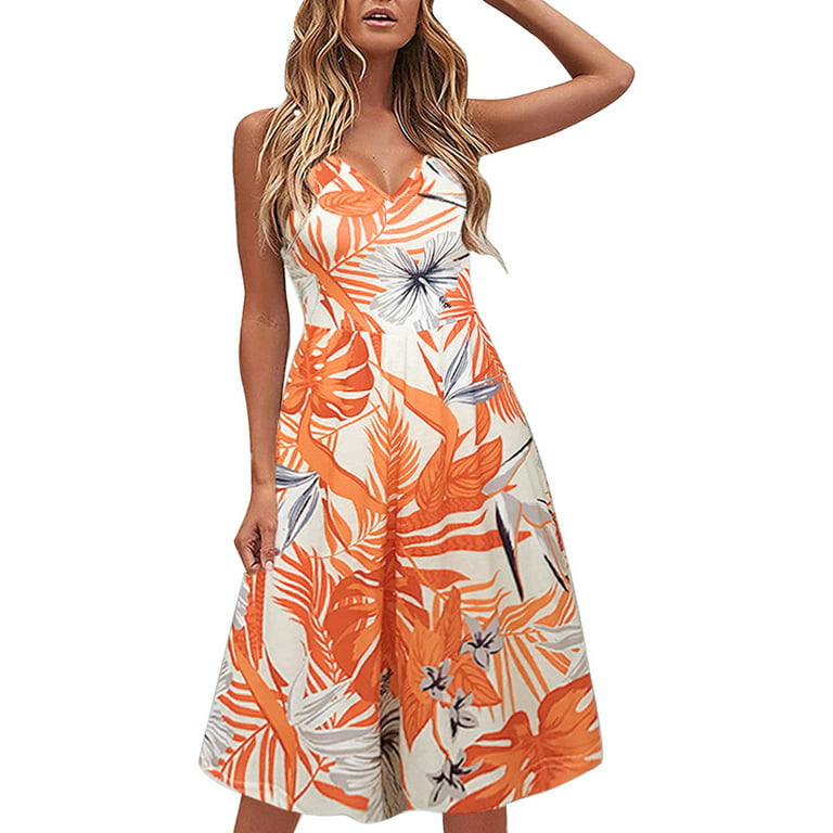 Dress with Shorts underneath Women's Summer Dress Slim Fit Leaf