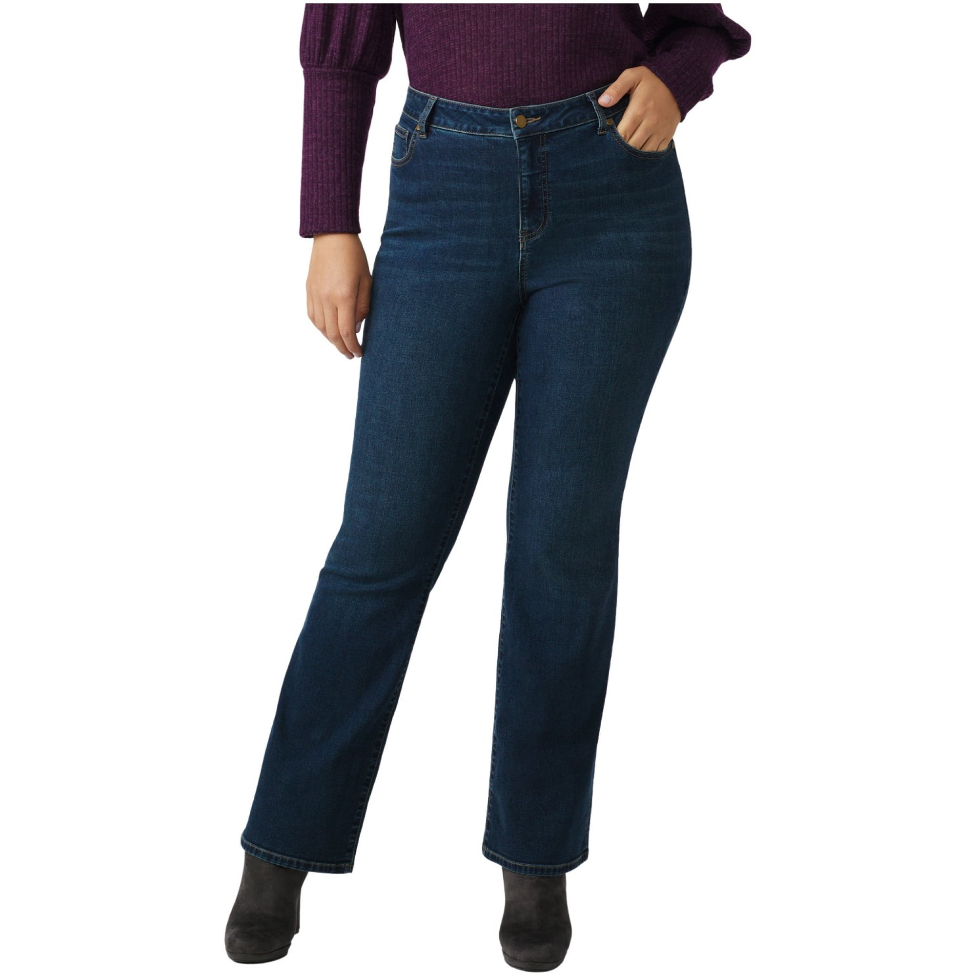 DressBarn Women's Plus Westport Signature 5 Pocket Bootcut High Rise Jean  with Hidden Tummy Solution - Walmart.com