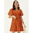 thumbnail image 1 of DressBerry Women's Printed Cotton Flex Dress Casual Summer Kimono Sleeves Thigh Length High Waist Round Neck Western Style Light Weighted High Rise Short Crepe Dress, 1 of 7