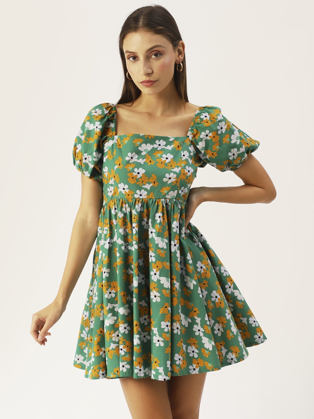 Printed cotton minidress