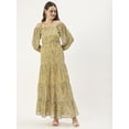 thumbnail image 1 of DressBerry Women’s Printed Poly Georgette Off-Shoulder Long Balloon Sleeves Ankle Length Tiered Hem Light Weighted Casual&nbsp;Summerwear Beachwear Partywear All Purpose One Piece Dress, 1 of 7