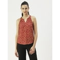 thumbnail image 1 of DressBerry Women’s Printed Viscose Rayon Top Buttoned Round Neck Sleeveless Pleated Shoulders Waist Length Regular Wear Light Weighted Casual Summer Blouse, 1 of 7
