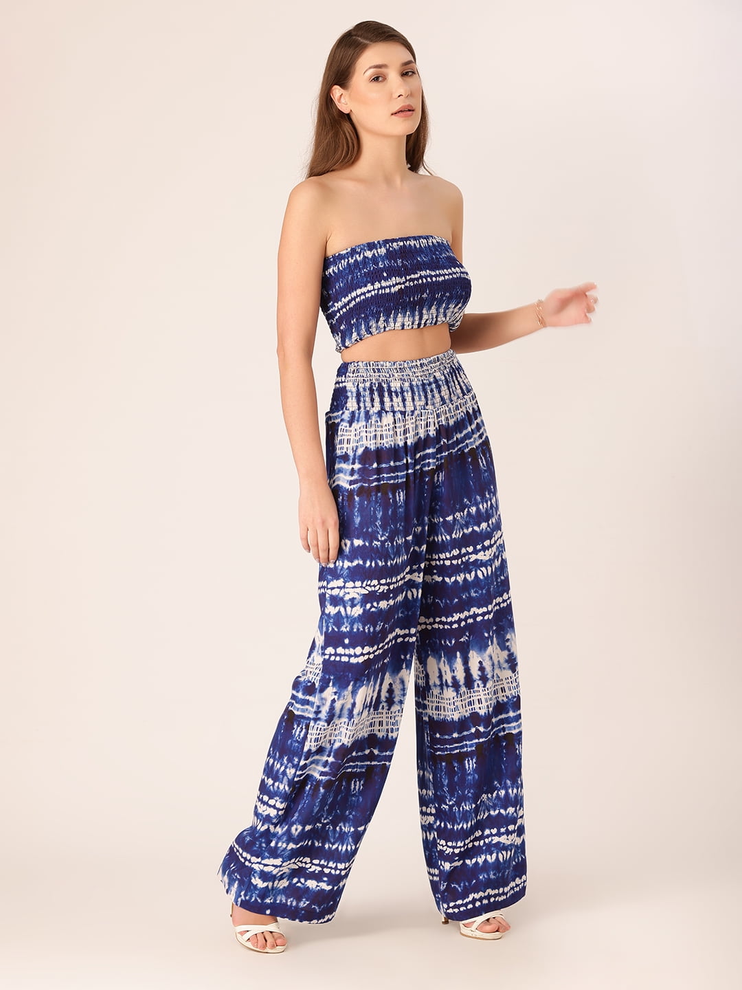DressBerry Women's Printed Viscose Rayon Tube Top and Pants 2 PC Co-ord Set  Tube Top Long Palazzo Pants Elastic Waist Casual Summer Wear Light  Weighted Top Bottom Party Wear Set 