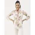 thumbnail image 1 of DressBerry Women's Printed Viscose Rayon V Neck Top Clinched Waist Long Sleeves with Waist Tie-Ups High Low Hem Casual&nbsp;Summer Wear Waist Length Regular Top, 1 of 7