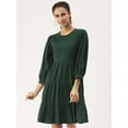 thumbnail image 1 of DressBerry Women’s Solid Cotton Flex Dress 3/4th Long Puffed Sleeves Tiered Above Knee Length Regular Wear Light Weighted Casual Summer Dress, 1 of 7