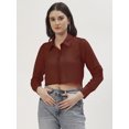 thumbnail image 1 of DressBerry Women's Solid Poly Georgette Full Sleeves Collared Neck Top Buttoned Closure High Low Hem Casual&nbsp;Summer Wear Waist Length Regular Shirt, 1 of 7