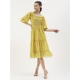 thumbnail image 1 of DressBerry Women’s Solid Poly Georgette Sweetheart Neck Puff Elbow Sleeves Calf Length Light Weighted Tiered Hem Casual&nbsp;Summerwear Beachwear Partywear All Purpose One Piece Dress, 1 of 7