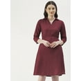thumbnail image 1 of DressBerry Women’s Solid Viscose Rayon Collared Neck Dress 3/4th Long Sleeves Smocked Front Calf Length Regular Wear Light Weighted Casual Summer Dress, 1 of 7