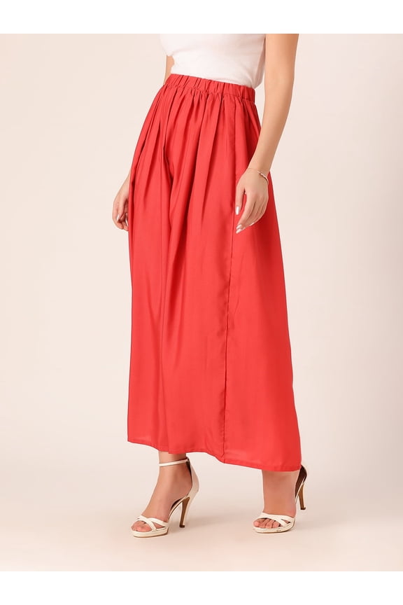 Women's Solid Viscose Rayon Calf Length High Waist Skirt Flared Hem Casual Summer Wear Light Weighted Regular Long Beach Wear Party Wear Skirt