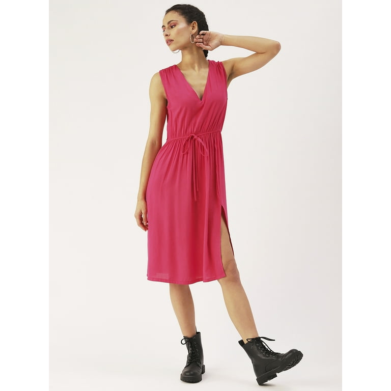 Casual Solid Slit O Neck Sleeveless Dresses Casual Solid Slit O Neck Sleeveless Dresses