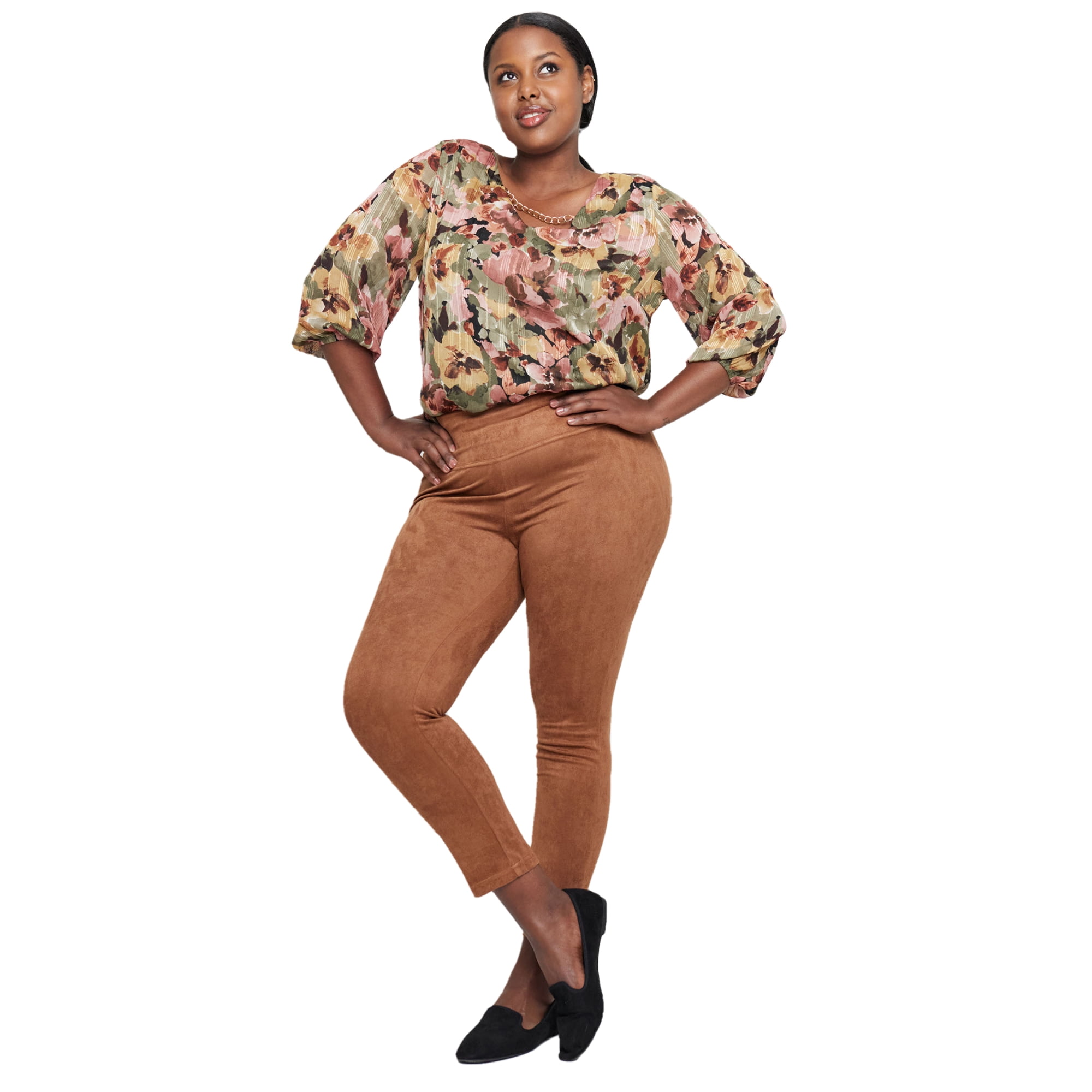 Dressbarn Roz u0026 Ali Women's Plus Size Stretch Suede Leggings - Camel, 1X -  Walmart.com