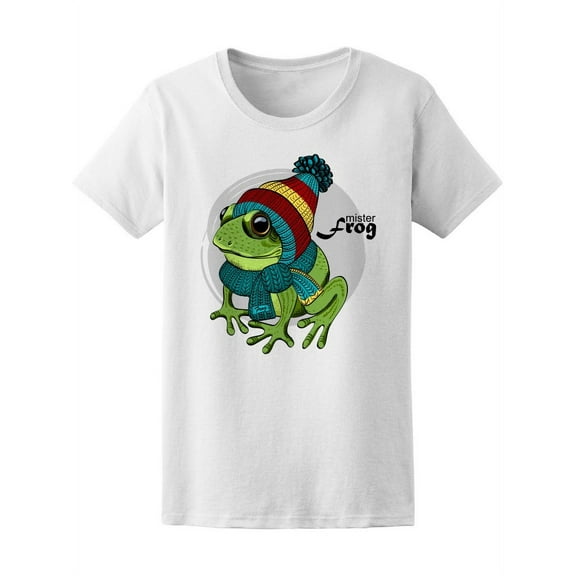 Dressed Frog With Knitted Hat T-Shirt Women -Image by Shutterstock, Female Small