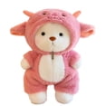 thumbnail image 1 of Dressed Teddy Bear Plush Toy with Movable Joints and Removable Pink Monster Costume for Imaginative Play, 12 Inch, 1 of 6