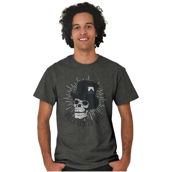 Dressed to Kill Skull Top Hat Tattoo Plus Size Crewneck Graphic Tee Shirt Brisco Brands 2X