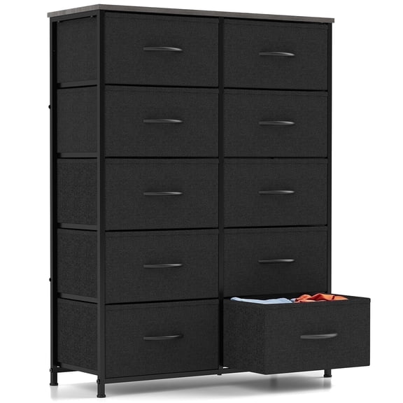 CONCETTA 10-Drawer Fabric Dresser Storage Chest for Bedroom, Closet, Entryway, Storage Furniture for Adults, Black