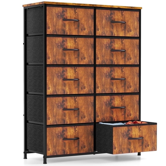 CONCETTA 10-Drawer Fabric Dresser Storage Chest for Bedroom, Closet, Entryway, Storage Furniture for Adults, Rust