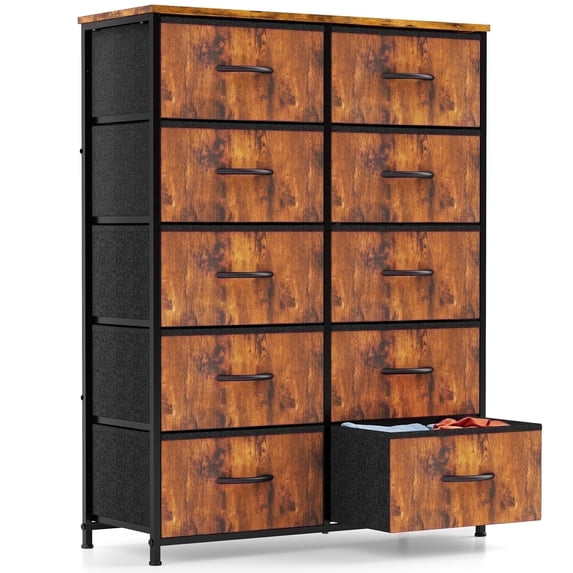 CONCETTA 10-Drawer Fabric Dresser Storage Chest for Bedroom, Closet, Entryway, Storage Furniture for Adults, Rust
