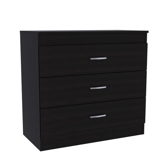 Dresser 3 Drawers Metal Hardware Superior Top Black Wengue Engineered Wood
