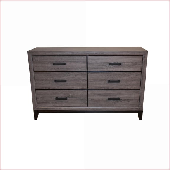 Dresser, 6-Drawer Contemporary Rustic Solid Wood in Gray | Gray | Wood