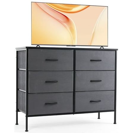 CONCETTA 6-Drawer Fabric Dresser Storage Chest for Bedroom, Closet, Storage Furniture for Adults, Gray