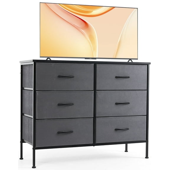 CONCETTA 6-Drawer Fabric Dresser Storage Chest for Bedroom, Closet, Storage Furniture for Adults, Gray