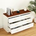 thumbnail image 1 of Dresser 6 Drawer with Gold Metal Handles, Storage Organizer Units Furniture, Buffet Server Cabinet Console Table For Nursery Living Room Kids Room, 1 of 9