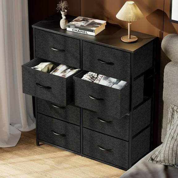 CONCETTA 8-Drawer Fabric Dresser Storage Chest for Bedroom, Closet, Entryway, Storage Furniture for Adults, Black