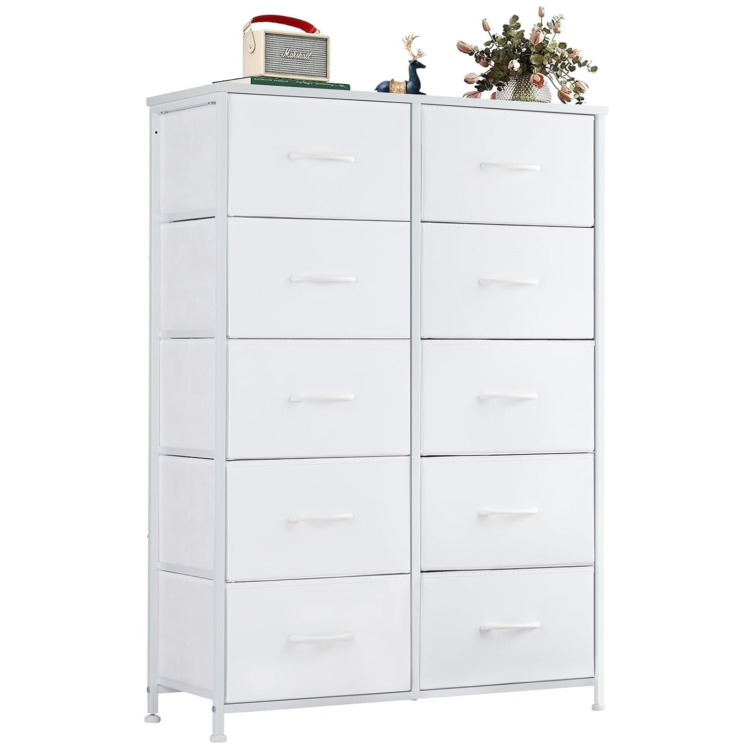 Dresser for Bedroom with 10 Drawers, Anti-Tip Tall Fabric Chests ...
