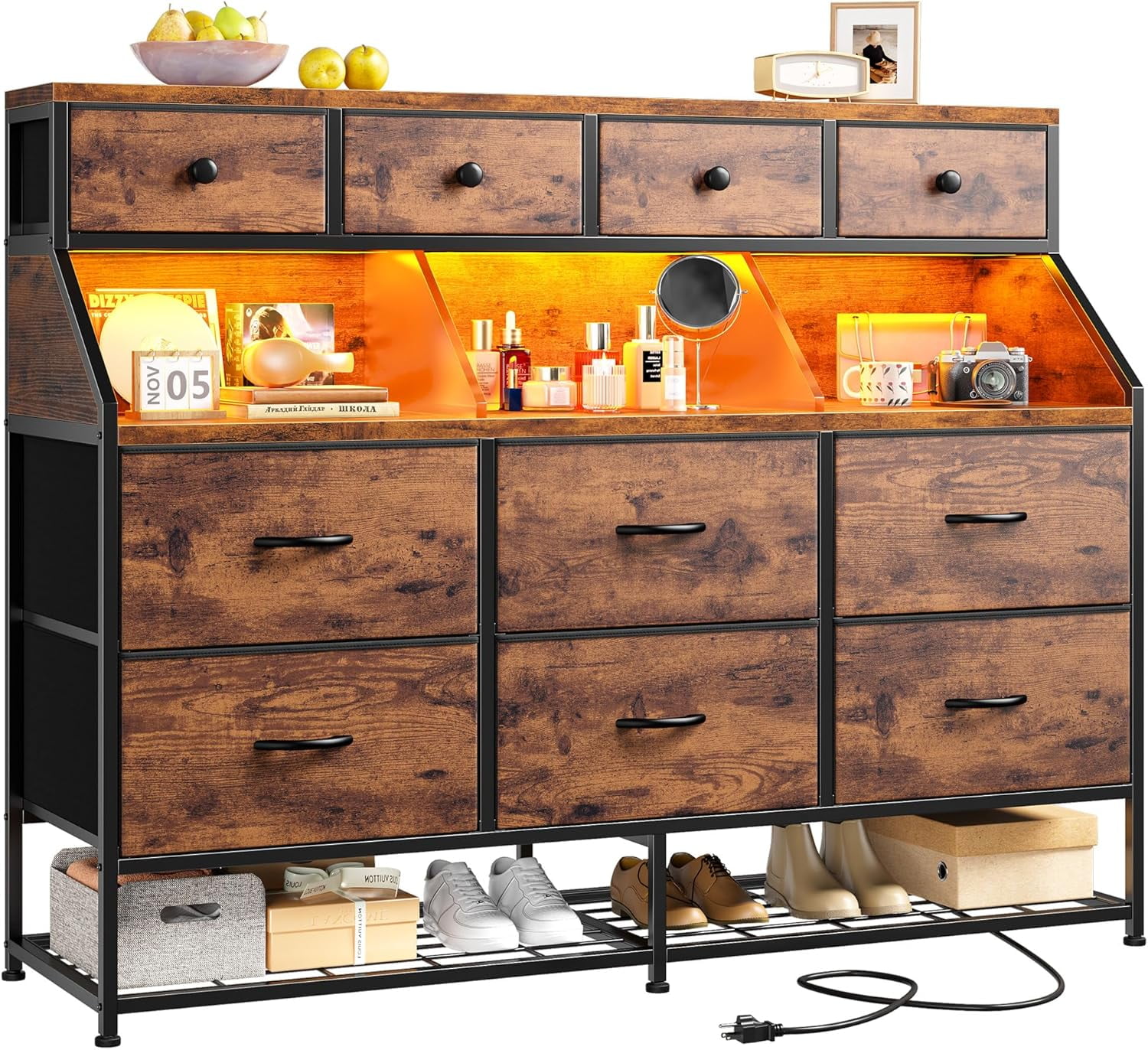 Dresser for Bedroom with 10 Drawers & Shoe Rack Fabric Dressers ...