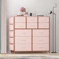 thumbnail image 1 of Dresser for Bedroom with 12 Drawer, Dressers & Chests of Drawers for Hallway, Entryway, Storage Organizer Unit with Fabric, Sturdy Metal Frame, Wood Tabletop, Easy Pull Handle (Pink), 1 of 8