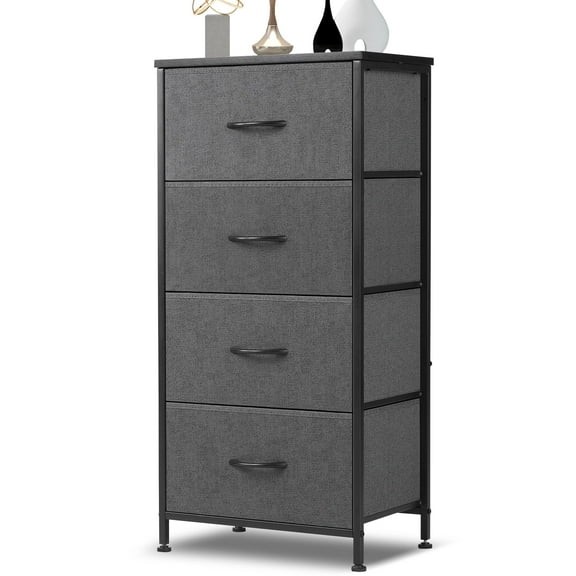 Sybels Storage Dresser with 4 Drawers, Anti-Tip Fabric Chests Organizer Tower Furniturefor Bedroom, Closet, Hallway, Entryway, Gray