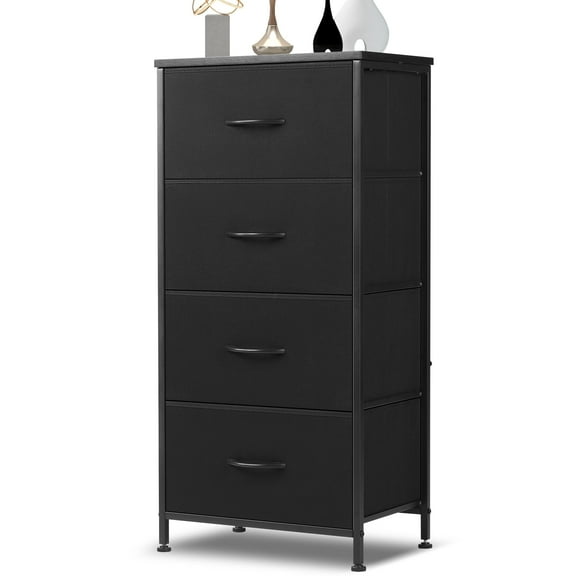 Sybels Storage Dresser with 4 Drawers, Anti-Tip Fabric Chests Organizer Tower Furniturefor Bedroom, Closet, Hallway, Entryway, Black