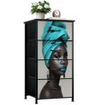 thumbnail image 1 of Dresser for Bedroom with 4 Storage Drawers African Black Girl Beauty Teal Hair African American Black Women Dressers Chest of Drawers Steel Framed Fabric Closet Organizers for Entryway, 1 of 7