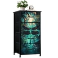 thumbnail image 1 of Dresser for Bedroom with 4 Storage Drawers Bioluminescent Dragonfly Amid Luminescent Plants Dreamy Fantasy Dressers Chest of Drawers Steel Framed Fabric Closet Organizers for Entryway Home Decor, 1 of 7