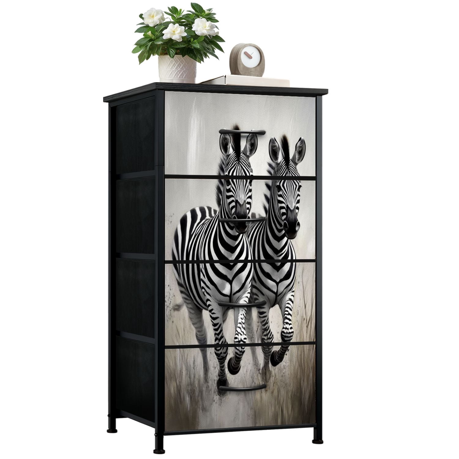 Symetry Drawers Dresser for Bedroom with 4 Storage Drawers Country Zebra African Modern ...