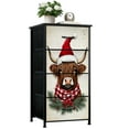 thumbnail image 1 of Dresser for Bedroom with 4 Storage Drawers Cute Christmas Highland Cow Farmhouse Winter Funny Farm Animal Cow Dressers Chest of Drawers Steel Framed Fabric Closet Organizers for Entryway, 1 of 7