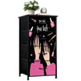 thumbnail image 1 of Dresser for Bedroom with 4 Storage Drawers Cute Pink Nail Polka Dots Hearts Dressers Chest of Drawers Steel Framed Fabric Closet Organizers for Women Entryway Nail Salon Manicure, 1 of 8